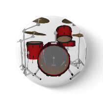 Drums: Red Drum Kit: 3D Model: Pinback Buttons