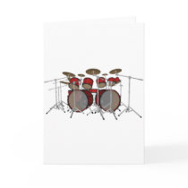 Drums: Red Drum Kit: 3D Model: Greeting Card