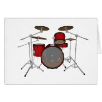 Drums: Red Drum Kit: 3D Model: Greeting Card
