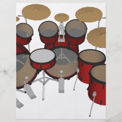 Drums: Red Drum Kit: 3D Model: flyers