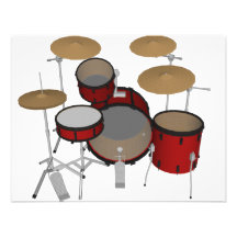 Drums: Red Drum Kit: 3D Model: Personalized Invitations