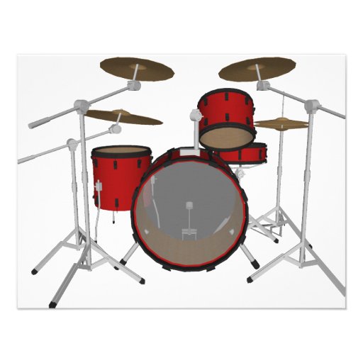 Drums: Red Drum Kit: 3D Model: Invitations