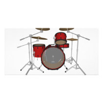 Drums: Red Drum Kit: 3D Model: Personalized Photo Card