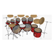 Drums: Red Drum Kit: 3D Model: Photo Card