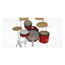 Drums: Red Drum Kit: 3D Model: photo cards