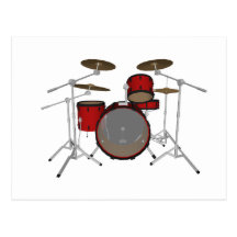 Drums: Red Drum Kit: 3D Model: Post Card