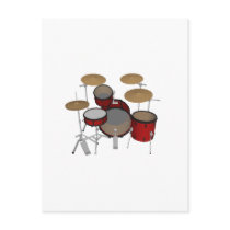 Drums: Red Drum Kit: 3D Model: Post Cards