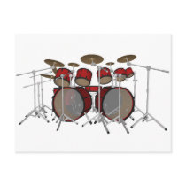 Drums: Red Drum Kit: 3D Model: Postcard