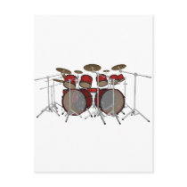 Drums: Red Drum Kit: 3D Model: Post Cards