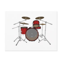 Drums: Red Drum Kit: 3D Model: Post Card