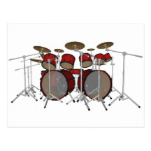Drums: Red Drum Kit: 3D Model: Postcard