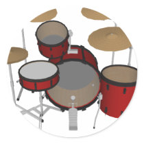 Drums: Red Drum Kit: 3D Model: Round Sticker