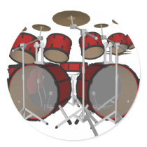 Drums: Red Drum Kit: 3D Model: Sticker