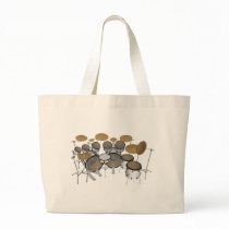 Drums: White Drum Kit: 3D Model: Tote Bags