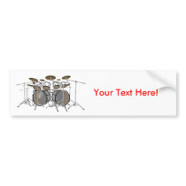 Drums: White Drum Kit: 3D Model: Bumper Stickers