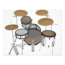 Drums: White Drum Kit: 3D Model: Custom Invite