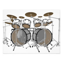 Drums: White Drum Kit: 3D Model: Personalized Invitation