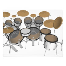 Drums: White Drum Kit: 3D Model: Personalized Invitation