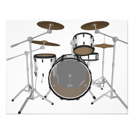 Drums: White Drum Kit: 3D Model: Personalized Invite
