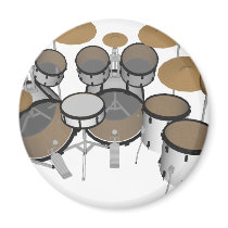 Drums: White Drum Kit: 3D Model: Refrigerator Magnets