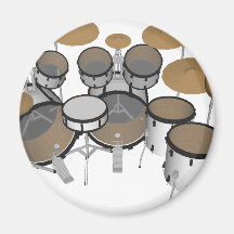 Drums: White Drum Kit: 3D Model: Refrigerator Magnets