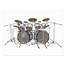 Drums: White Drum Kit: 3D Model: Post Cards