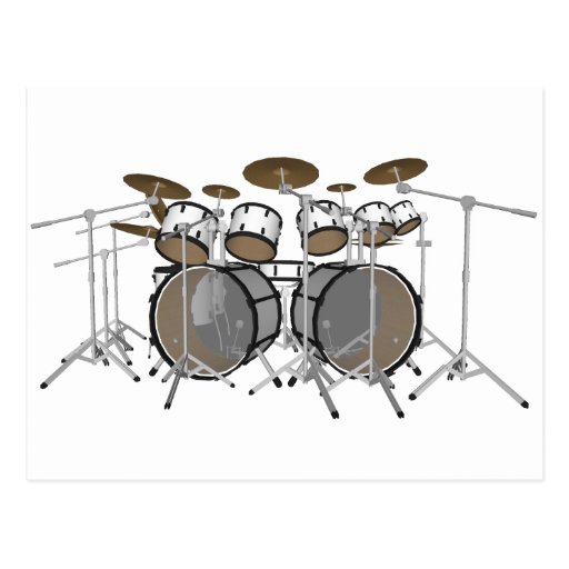 Drums: White Drum Kit: 3D Model: Post Cards