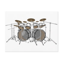 Drums: White Drum Kit: 3D Model: Post Cards