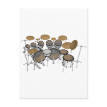 Drums: White Drum Kit: 3D Model: Post Cards