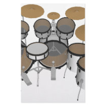 Drums: White Drum Kit: 3D Model: Personalized Stationery