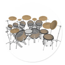 Drums: White Drum Kit: 3D Model: stickers