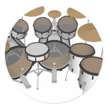 Drums: White Drum Kit: 3D Model: Round Stickers