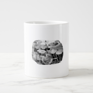 Drumset Black and White Photograph Design Extra Large Mug