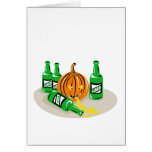 drunk jack o lantern pumpkin with beer cards
