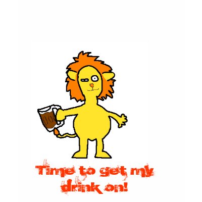 Drunk Lion T-Shirt by Thebubblers