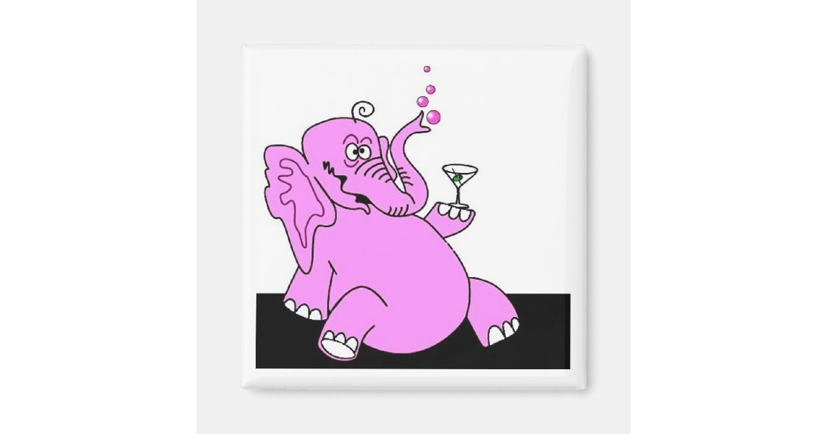 "Drunk Pink Elephant" Fridge SQUARE Zazzle