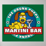 Drunk Puppy Martini Bar Poster