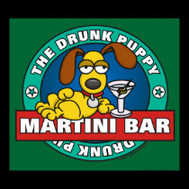 Drunk Puppy Martini Bar Poster posters