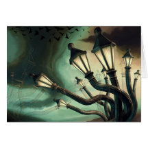 Drunk Streetlamps 2 Greeting Card