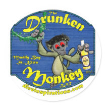 Drunken Monkey Bar Sticker by diveinspirations Drunken Monkey Bar Sticker