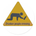 Drunken People Crossing Round Stickers