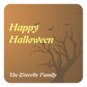 Dry as bones burnt orange scary tree halloween sticker