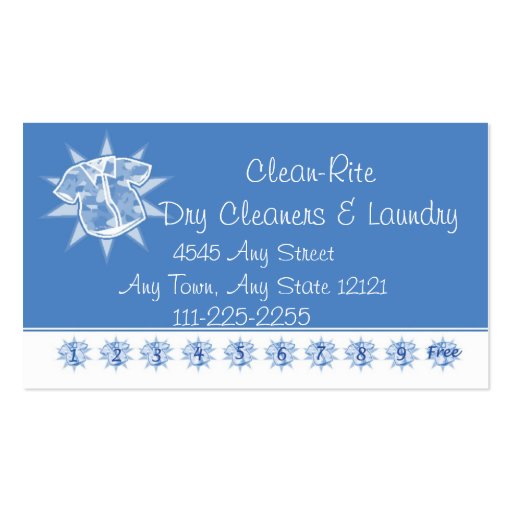 Dry cleaner Laundry - Customer Loyalty Punch Card Business Card Template (front side)