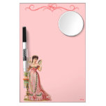 DRY ERASE BOARD W MIRROR - PINK FRENCH LADY DESIGN dry erase boards