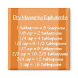 Dry Measuring Equivalents Orange Magnet