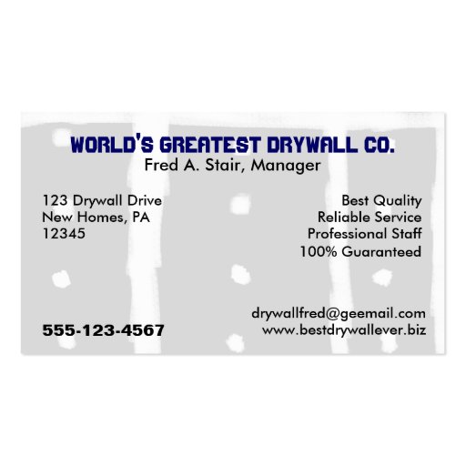 Drywall Business Card Template (front side)