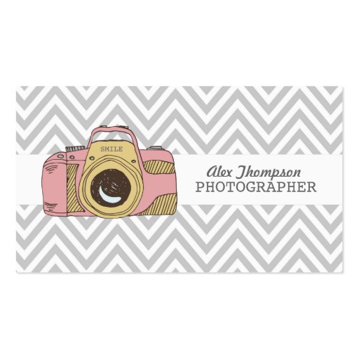 DSLR Camera Chevron Photographer Business Cards (front side)
