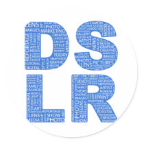 DSLR Type Typo Text Round Sticker