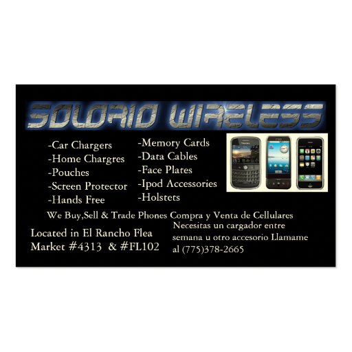 Dual car jewlery and cellphone business card (back side)