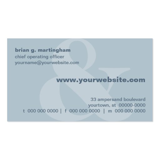 Dual Company Name Blue Ampersand Business Card (back side)